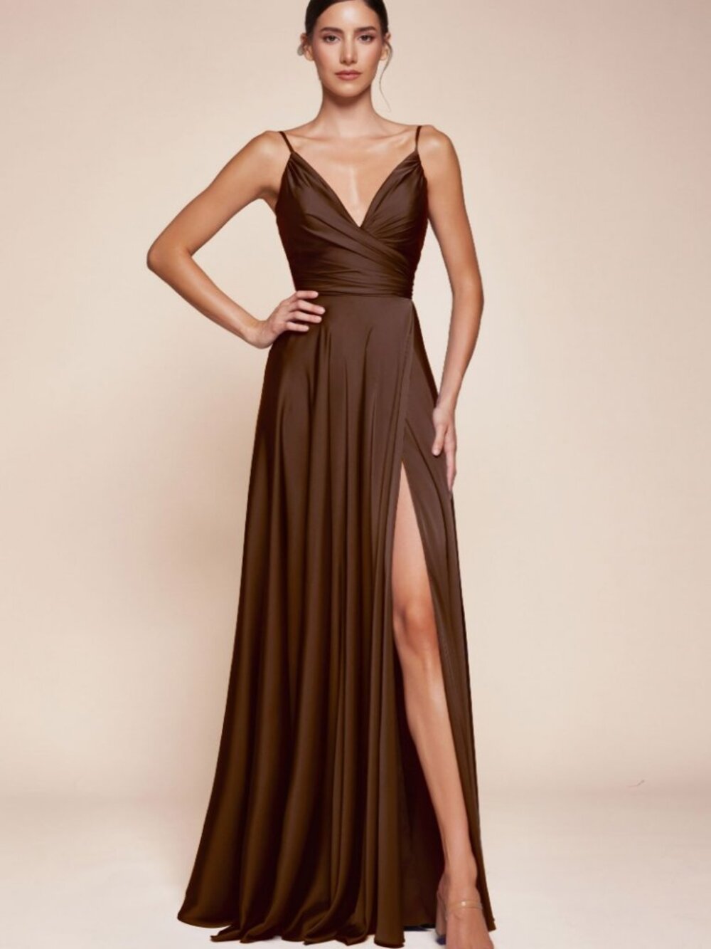 NEW ESPRESSO Evening Gown Floor Length Formal Elegant Stunning 7485